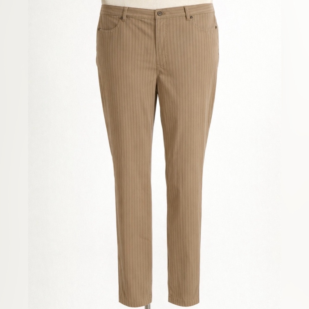 HUE Men's Brown Striped Chinos